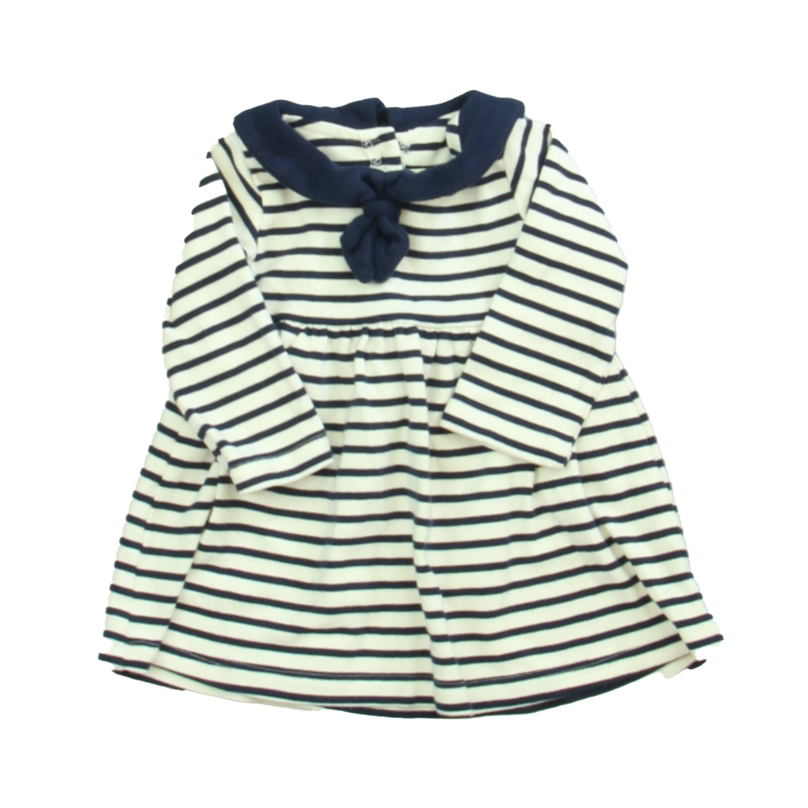 JoJo Maman Bebe Girls Navy | White Dress Size: 3-6 Months Navy | White