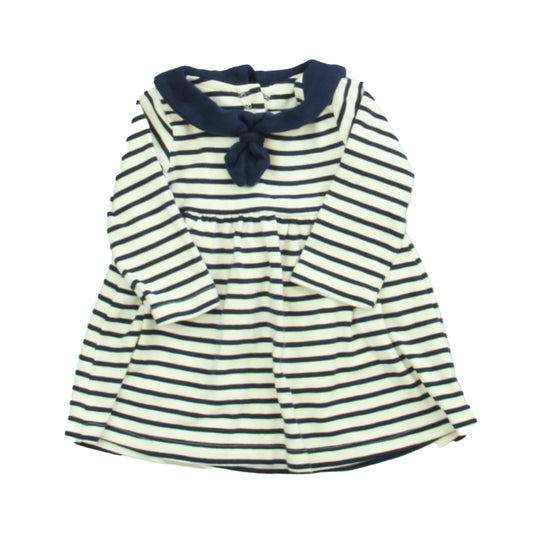 JoJo Maman Bebe Girls Navy | White Dress Size: 3-6 Months Navy | White