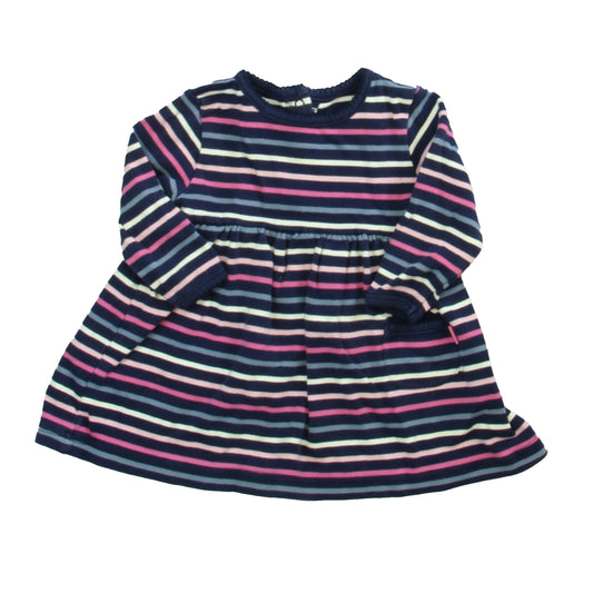 JoJo Maman Bebe Girls Navy Stripe Dress Size: 6-12 Months Navy Stripe