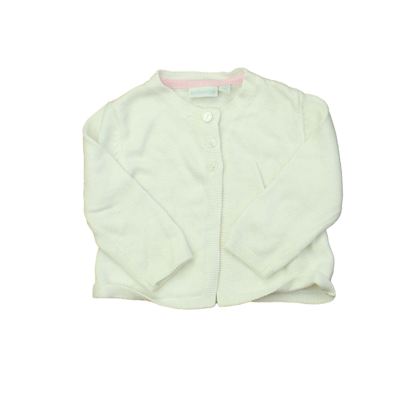 JoJo Maman Bebe Girls White Cardigan Size: 6-12 Months White