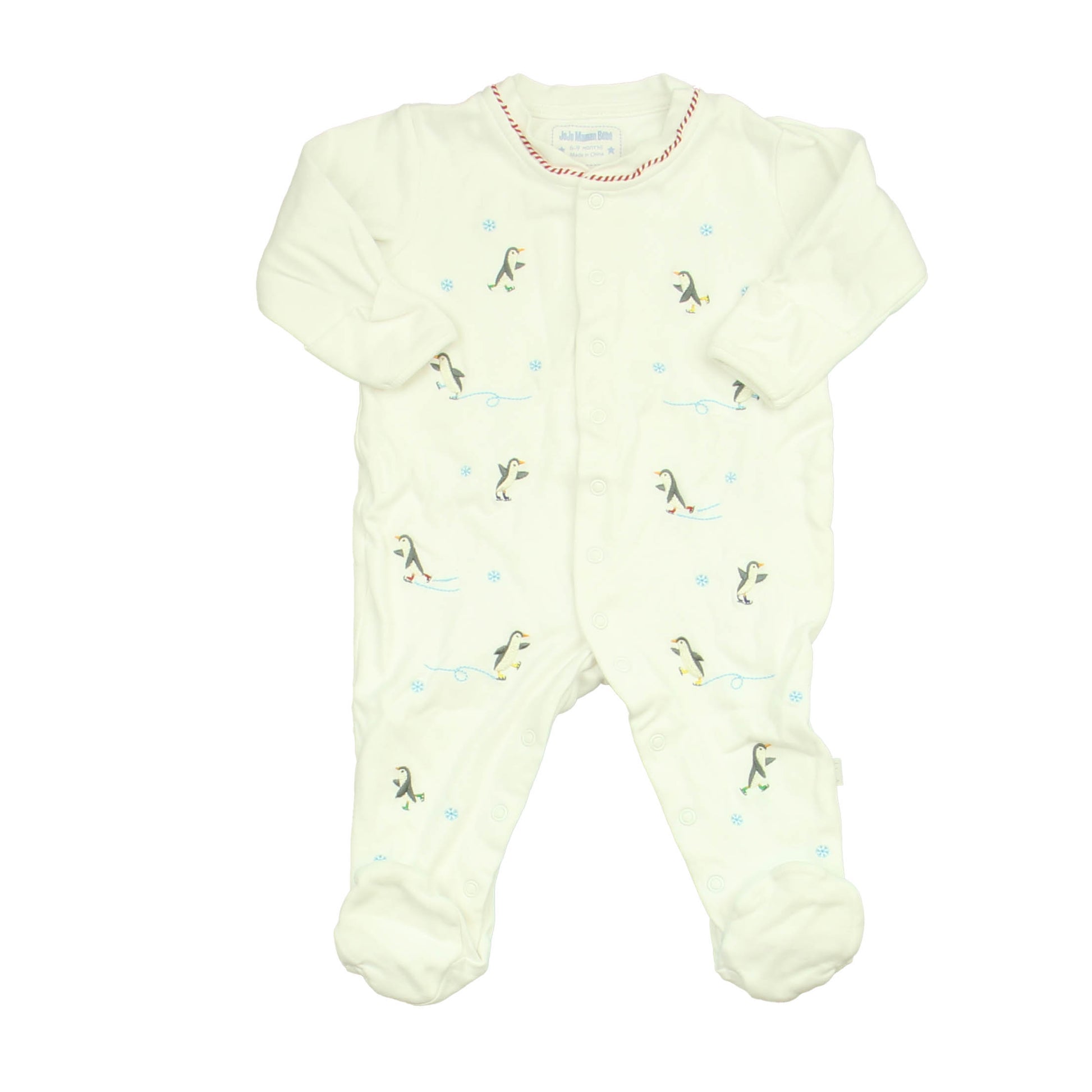 JoJo Maman Bebe Unisex White 1-piece footed Pajamas Size: 6-9 Months White