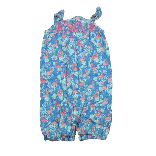Jojo Maman Bebe Girls Blue | Pink Flamingos Romper Size: 12-18 Months Blue | Pink Flamingos