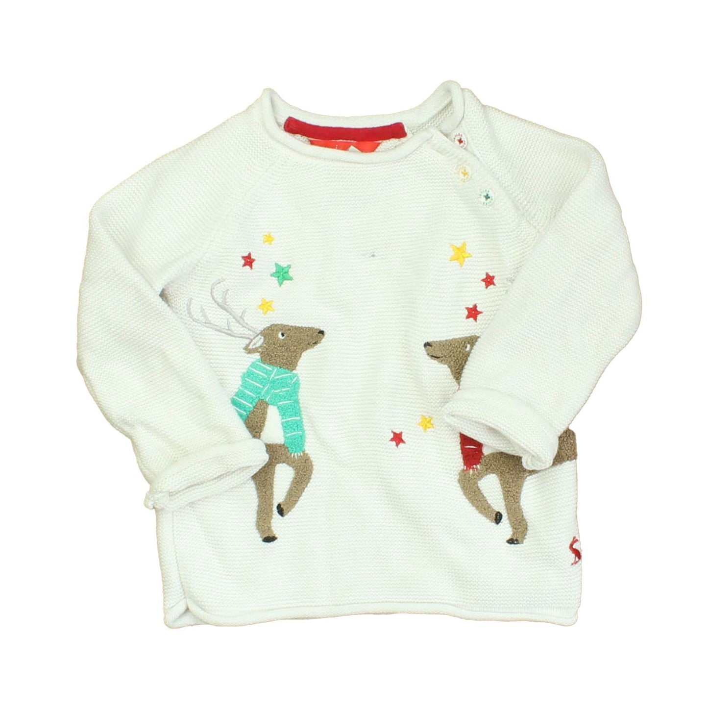 Joules Unisex Ivory | Brown | Red | Green Sweater Size: 18-24 Months