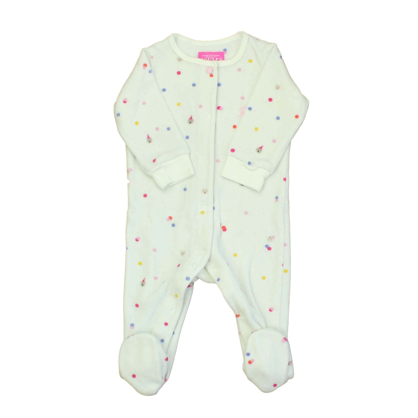 Joules Girls White | Multi 1-piece footed Pajamas Size: 3-6 Months White | Multi