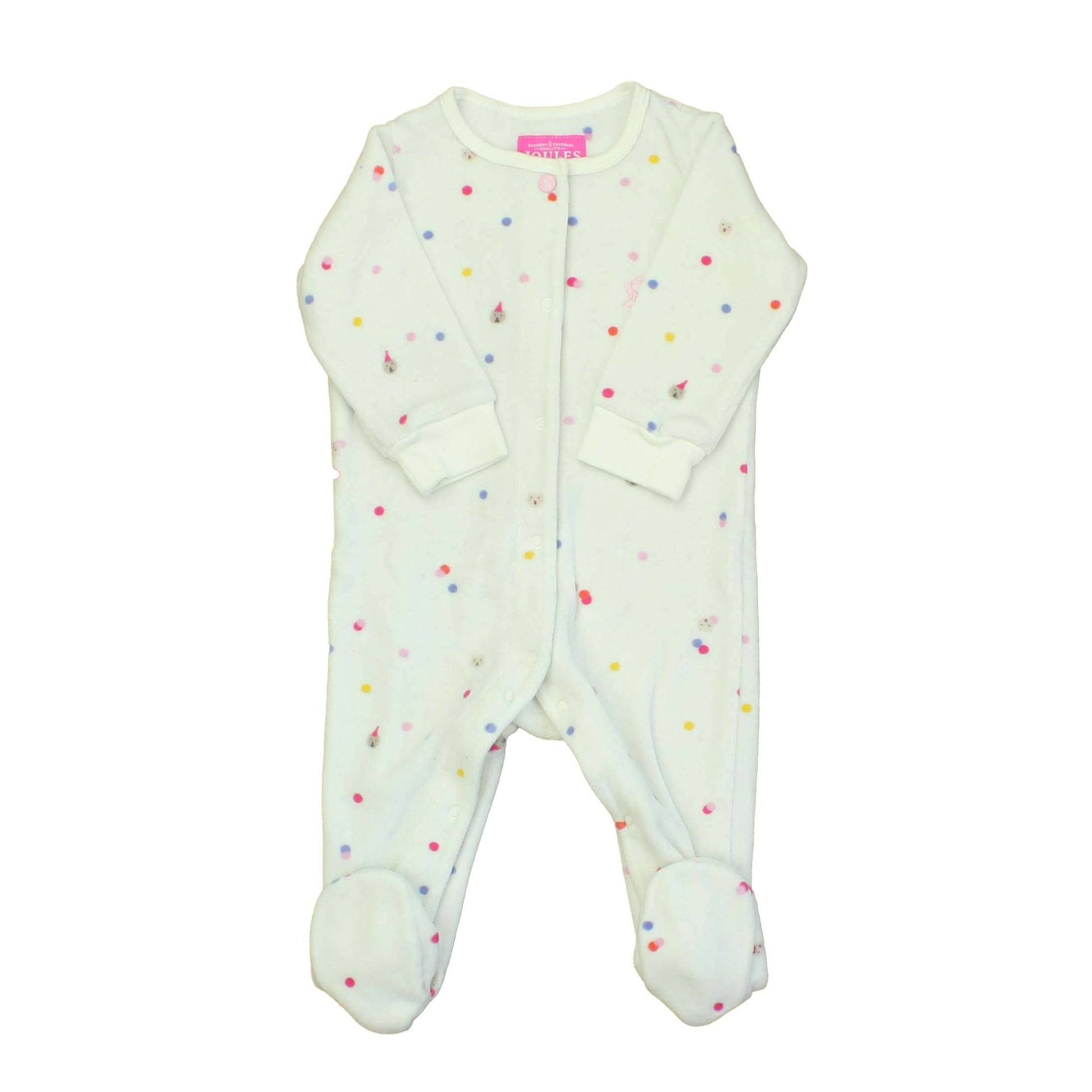 Joules Girls White | Multi 1-piece footed Pajamas Size: 3-6 Months White | Multi