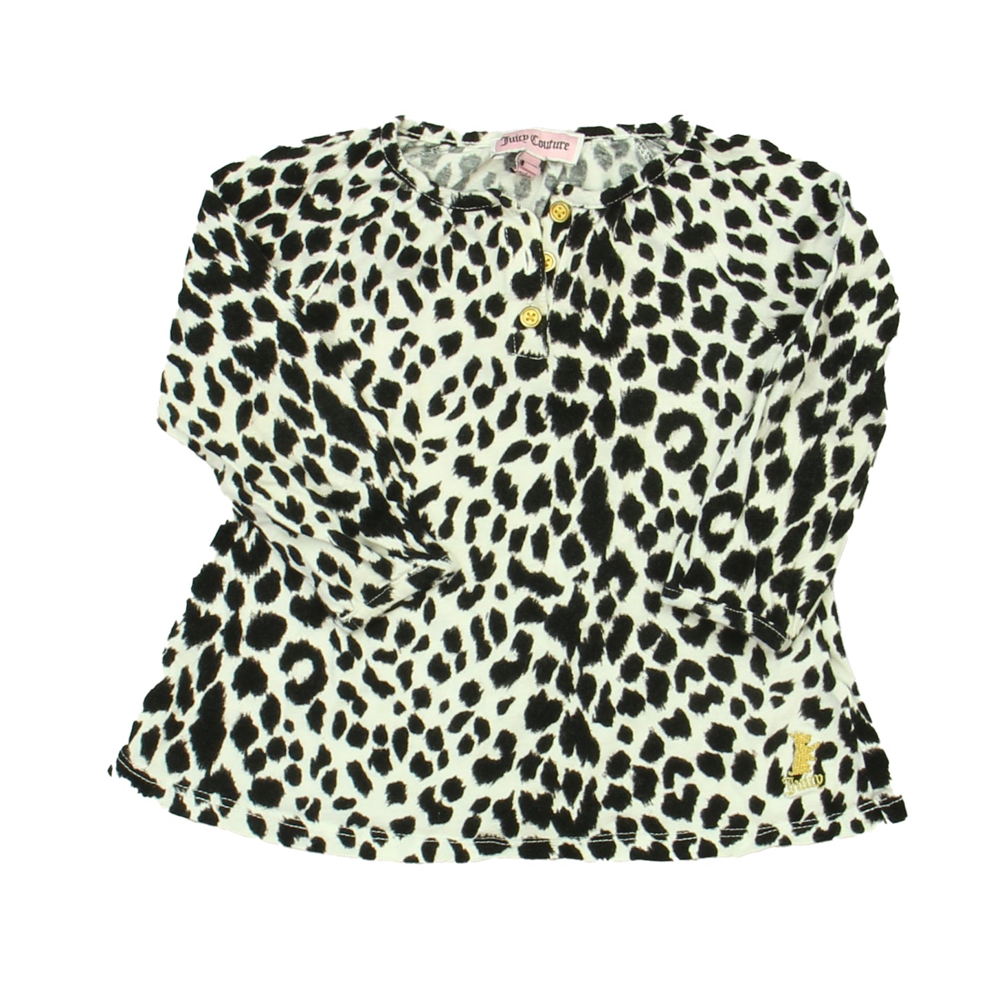 Juicy Couture Girls Ivory | Black Long Sleeve T-Shirt Size: 12-18 Months Ivory | Black