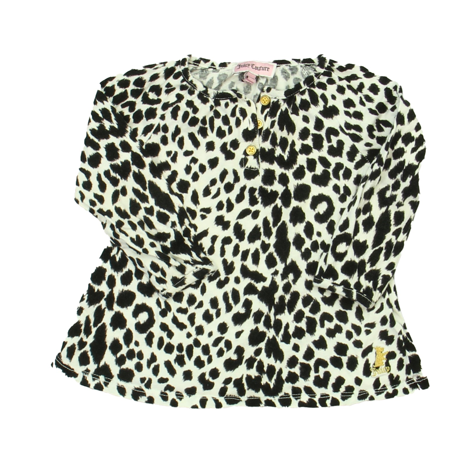 Juicy Couture Girls Ivory | Black Long Sleeve T-Shirt Size: 12-18 Months Ivory | Black