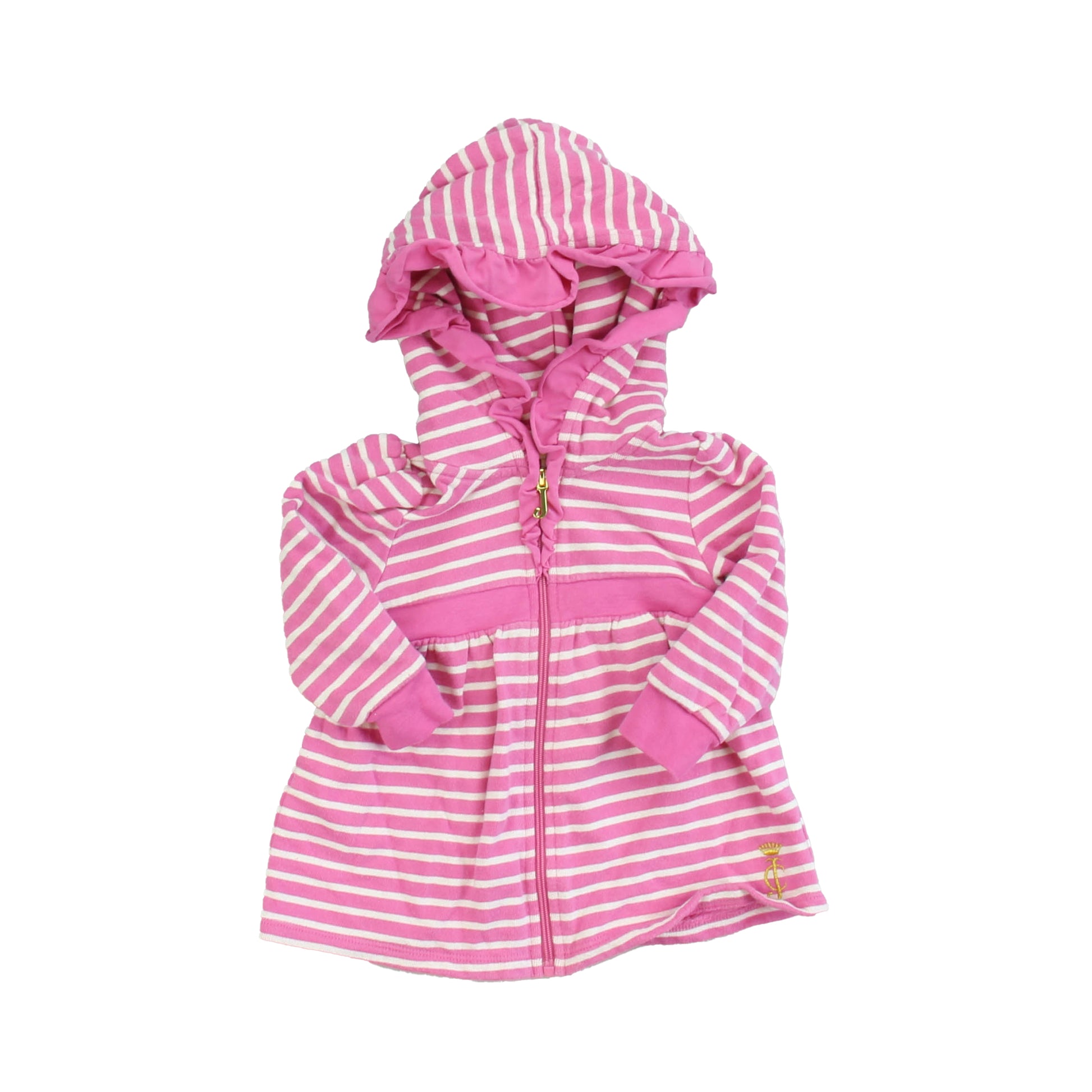 Juicy Couture Girls Pink | White | Stripes Hoodie Size: 12-18 Months Pink | White | Stripes