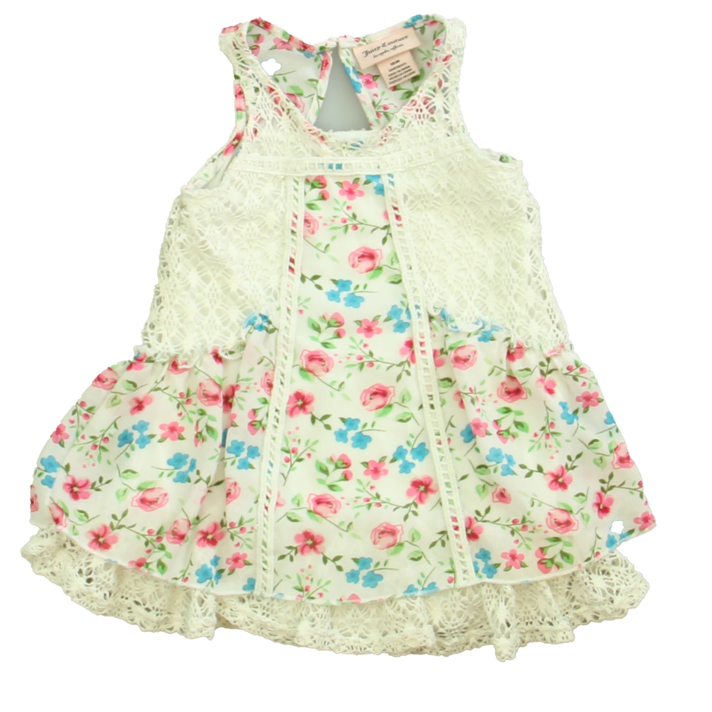 Juicy Couture Girls White | Pink | Blue Dress Size: 18 Months White | Pink | Blue
