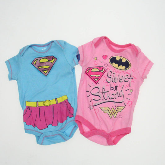 Justice League Girls Pink | Blue Onesie Size: 3-6 Months Pink | Blue