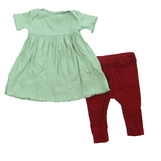 Kate Quinn Girls Green | Maroon Apparel Sets Size: 3-6 Months Green | Maroon