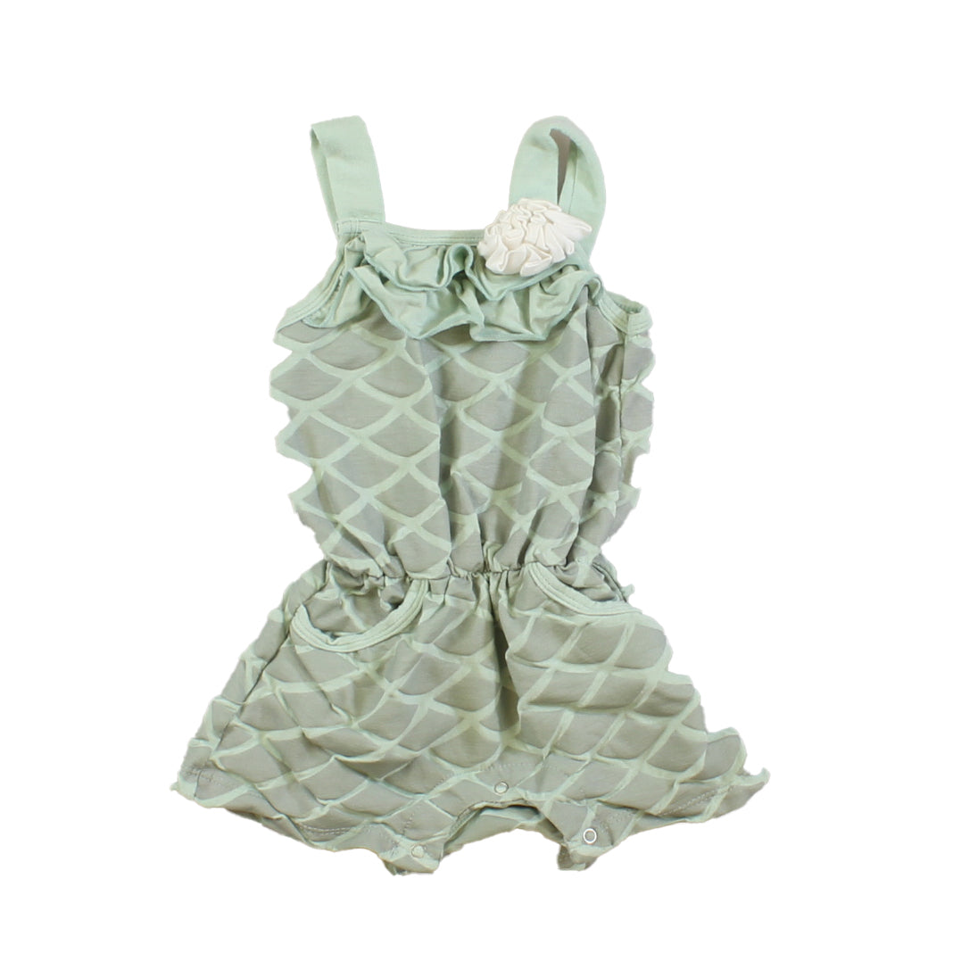 Kickee Pants Girls Green | White Romper Size: 12-18 Months Green | White