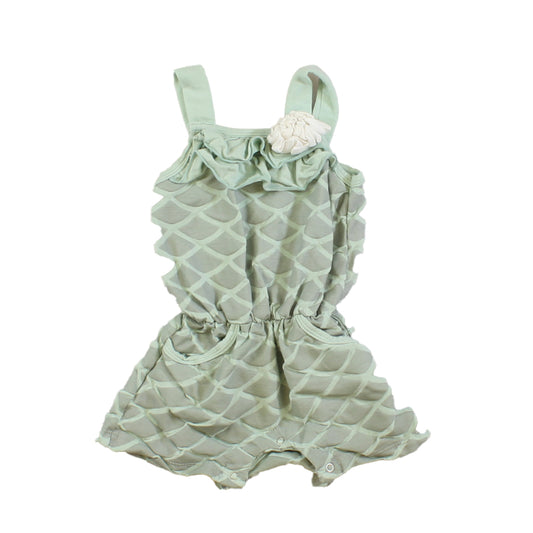 Kickee Pants Girls Green | White Romper Size: 12-18 Months Green | White