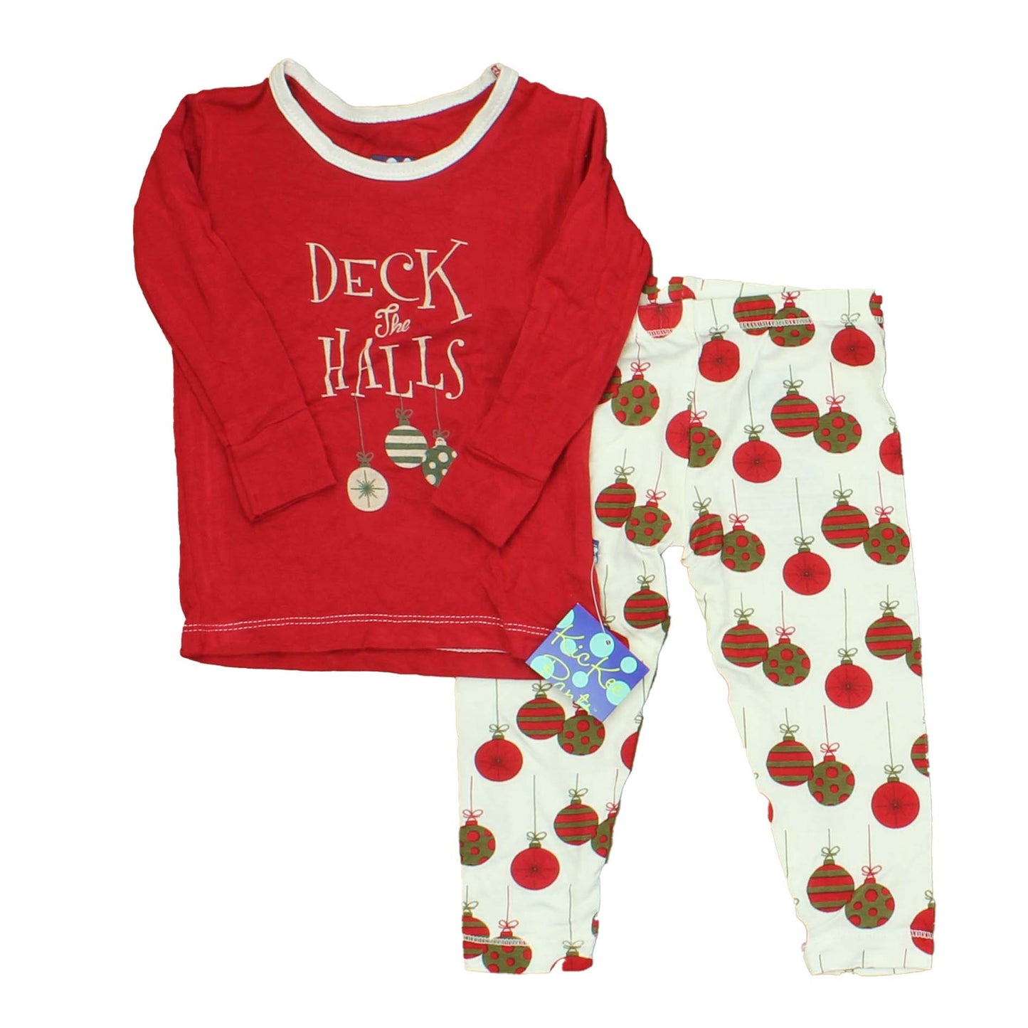 Kickee Pants Unisex Red | White | Green 2-piece Pajamas Size: 12-18 Months Red | White | Green