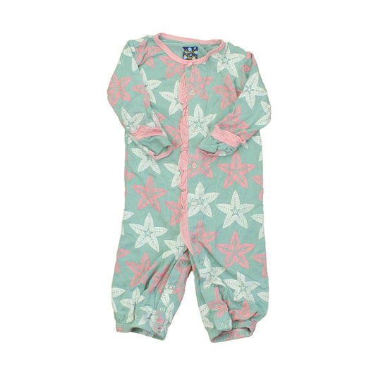 Kickee Pants Girls Green | Pink 1-piece Non-footed Pajamas Size: 3-6 Months Green | Pink
