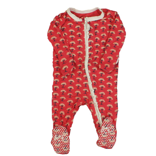 Kickee Pants Girls Red | Trees 1-piece footed Pajamas Size: 3-6 Months Red | Trees