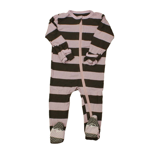 Kickee Pants Girls pink | Brown | Stripes 1-piece footed Pajamas Size: 6-9 Months pink | Brown | Stripes