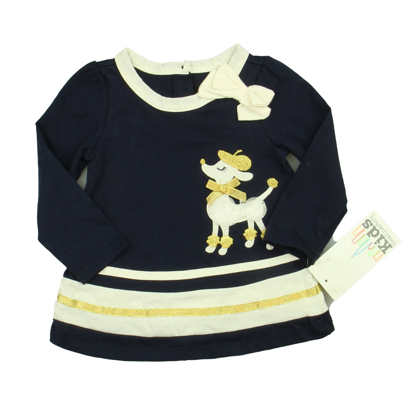 Kids Headquarters Girls Navy | Ivory | Gold Long Sleeve T-Shirt Size: 18 Months Navy | Ivory | Gold
