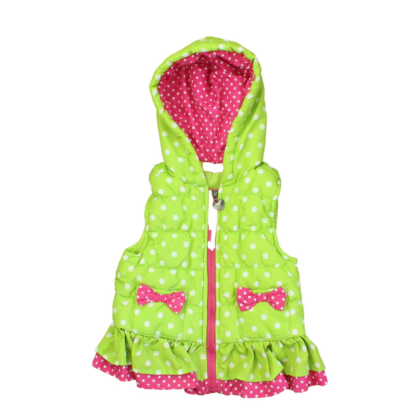 Kids Headquarters Girls Green | Pink | Polka Dots Vest Size: 24 Months