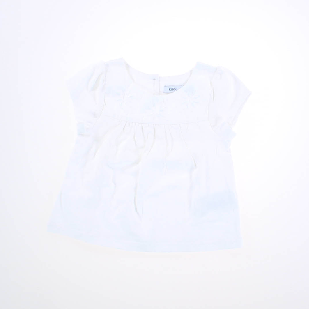 Knot Girls White with Embroidery Blouse Size: 12 Months White with Embroidery