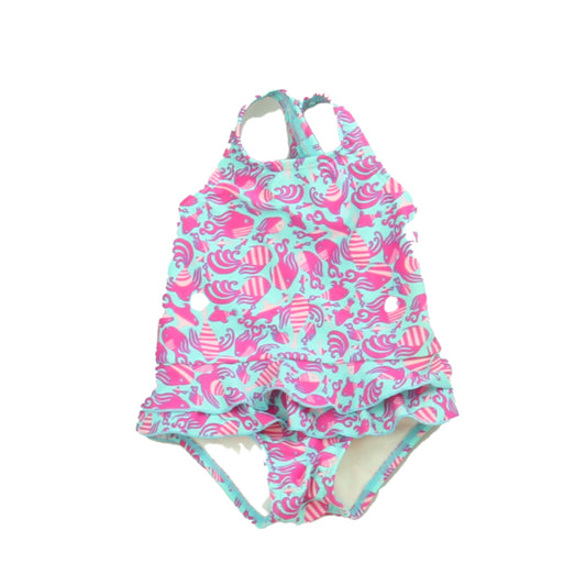 L.L. Bean Girls Pink | Blue 1-piece Swimsuit Size: 12 Months Pink | Blue
