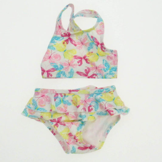 L.L.Bean Girls White | Pink | Blue | Yellow 2-piece Swimsuit Size: 3-6 Months White | Pink | Blue | Yellow