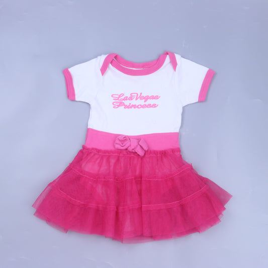 Las Vegas Baby Girls White | Pink Dress Size: 9-12 Months