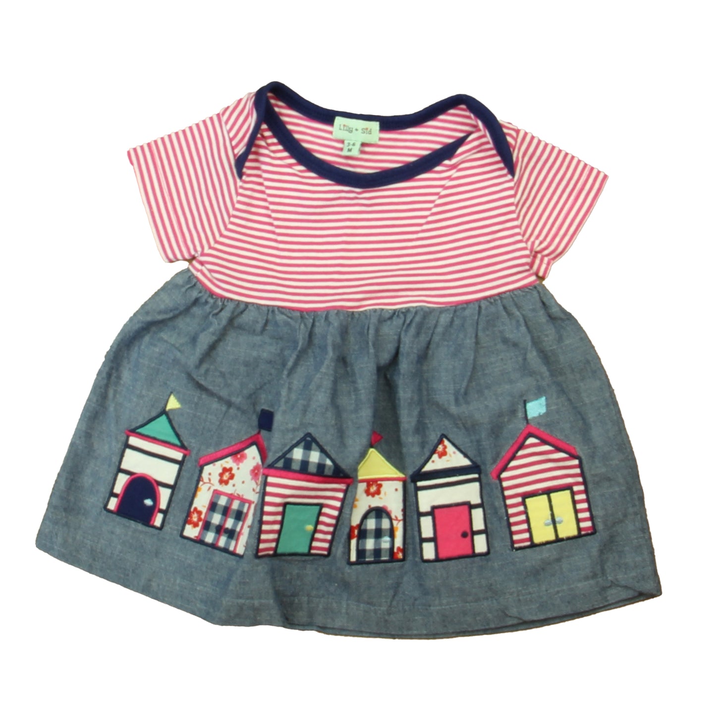 Lilly + Sid Girls Pink | Stripe Blue Dress Size: 3-6 Months Pink | Stripe Blue