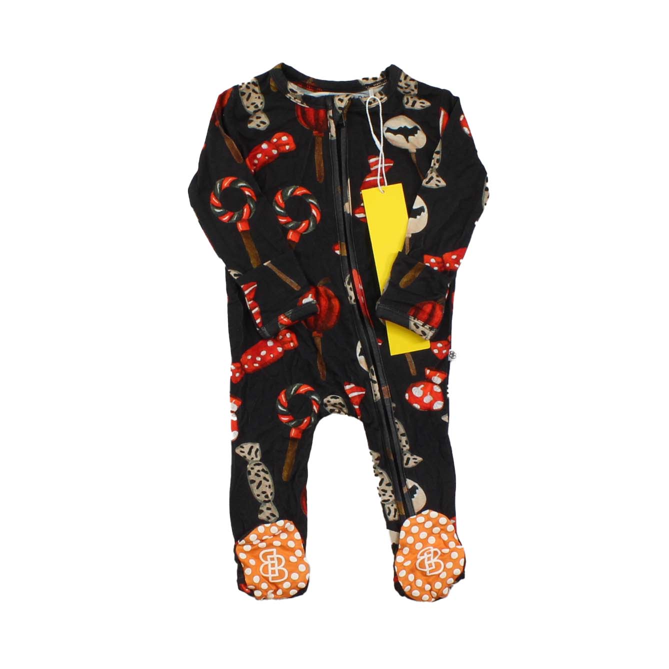 Little Bum Bums Girls Black | Red | Bat 1-piece footed Pajamas Size: 3-6 Months Black | Red | Bat