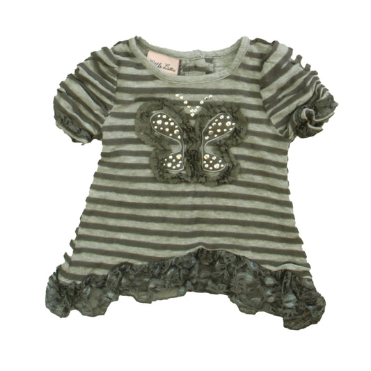 Little Lass Girls Gray Butterfly Blouse Size: 12 Months Gray Butterfly
