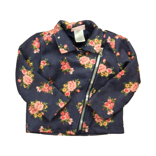 Little Lass Girls Blue Floral Jacket Size: 18 Months