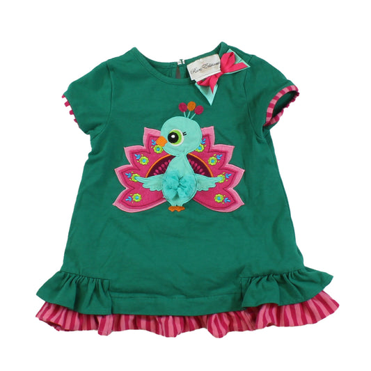 Little Lass Girls Green | Pink Dress Size: 24 Months Green | Pink