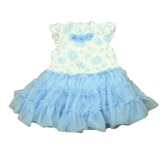 Little Me Girls Blue | White Dress Size: 9 Months Blue | White