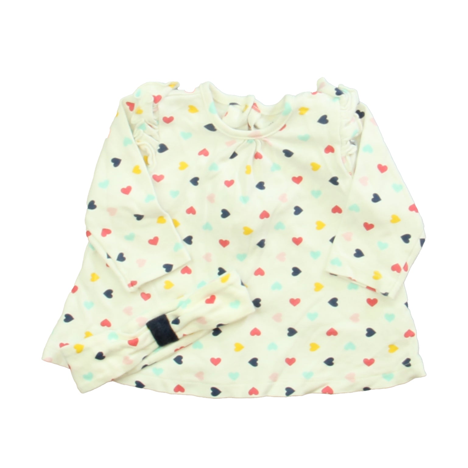 Little Me Girls White Hearts Long Sleeve Shirt Size: 9 Months White Hearts