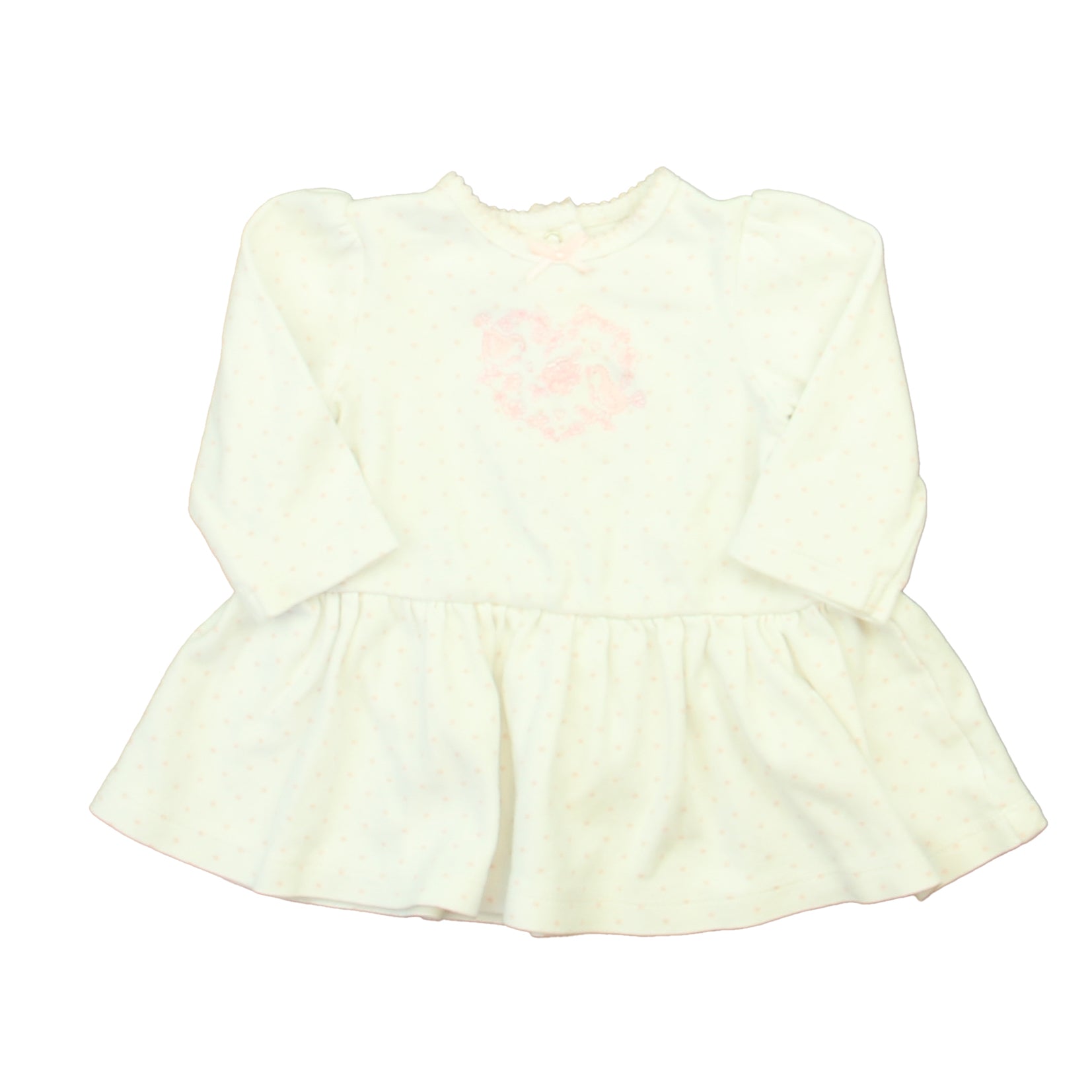 Little Me Girls White | Pink Long Sleeve Shirt Size: 9 Months White | Pink