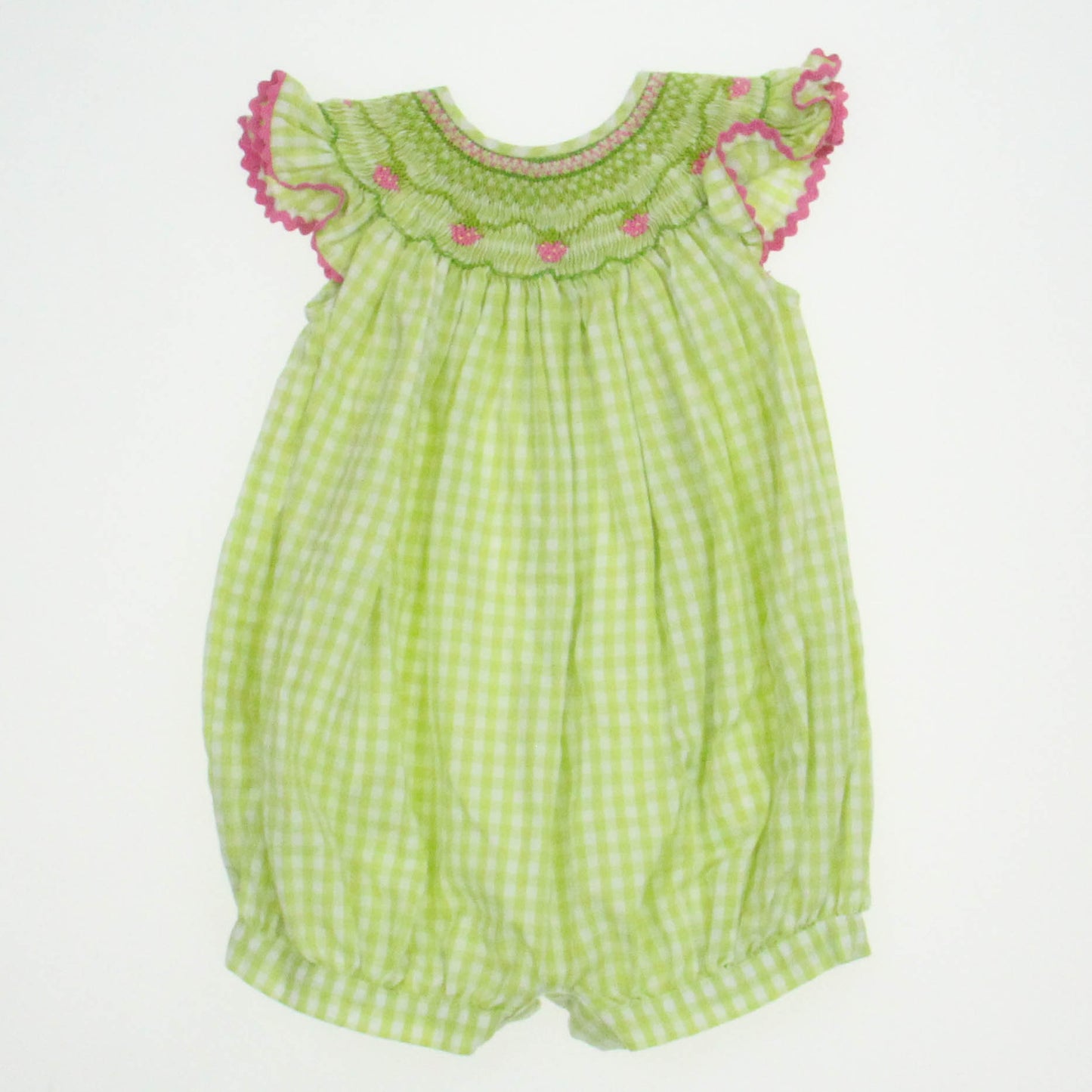 Little Threads Girls Green | White Romper Size: 9 Months Green | White
