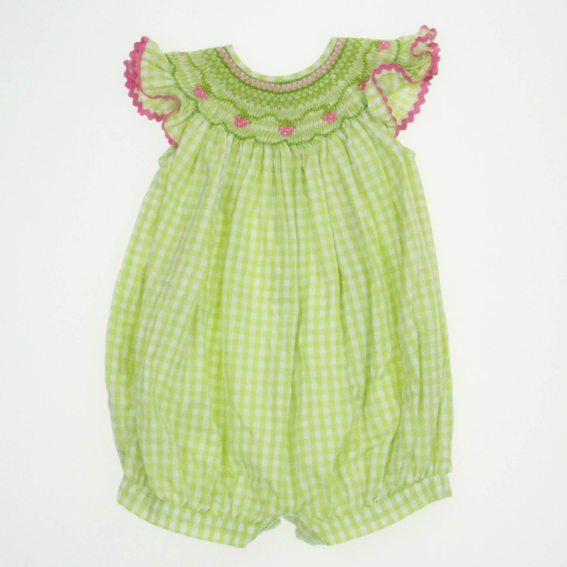 Little Threads Girls Green | White Romper Size: 9 Months Green | White