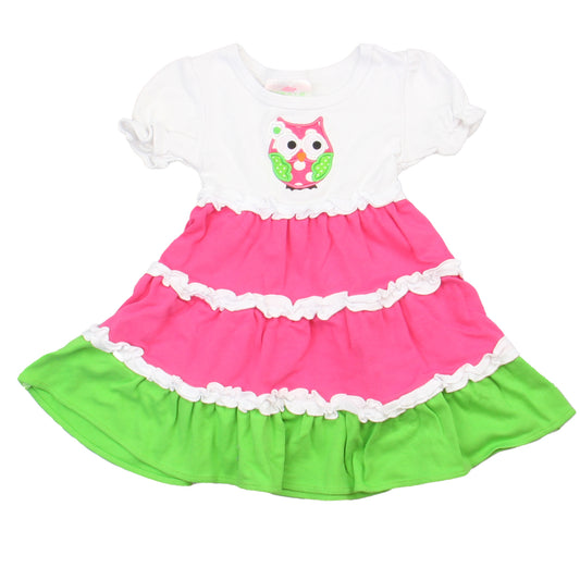 Lolly Wolly Doodle Girls White | Pink | Green Dress Size: 12-18 Months White | Pink | Green