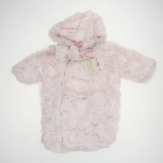 London & Cole Girls Pink Faux Fur Bunting Size: 0-6 Months Pink Faux Fur