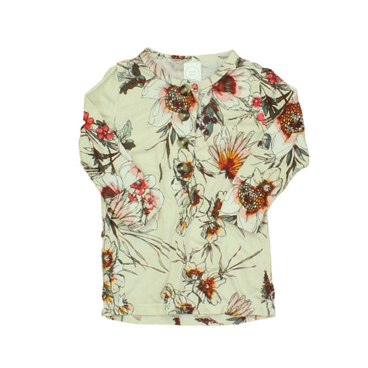 Lou Lou Girls Tan | Floral Long Sleeve T-Shirt Size: 3-6 Months Tan | Floral