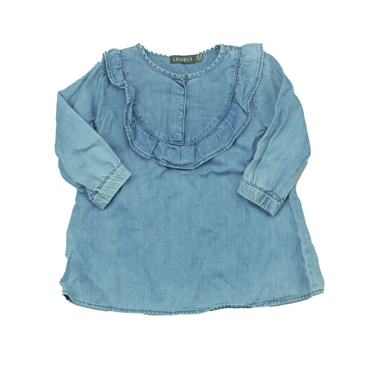 Loudly Girls Blue Dress Size: 9-12 Months Blue