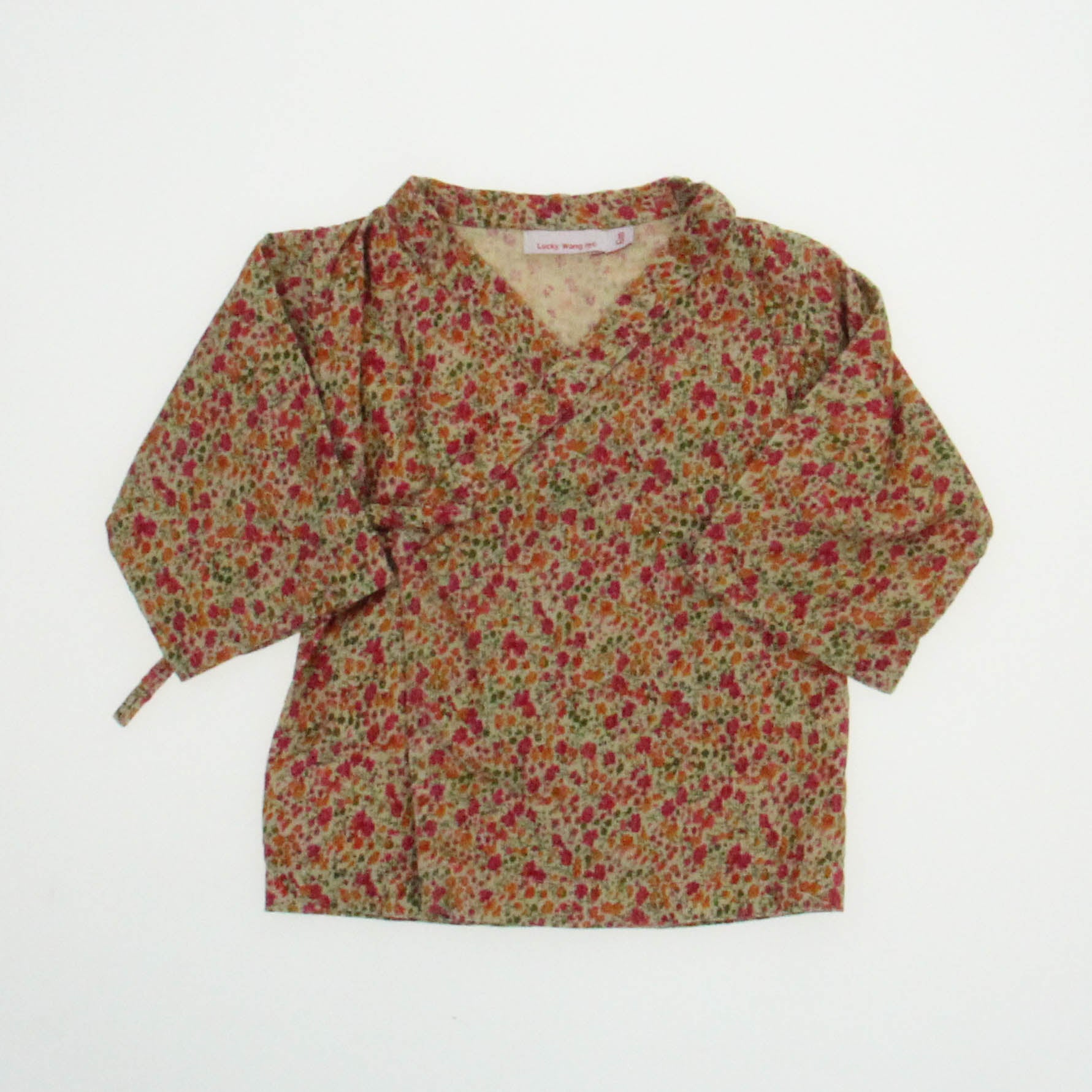 Lucky Wang NYC Girls Pink Floral Long Sleeve Shirt Size: 6 Months Pink Floral