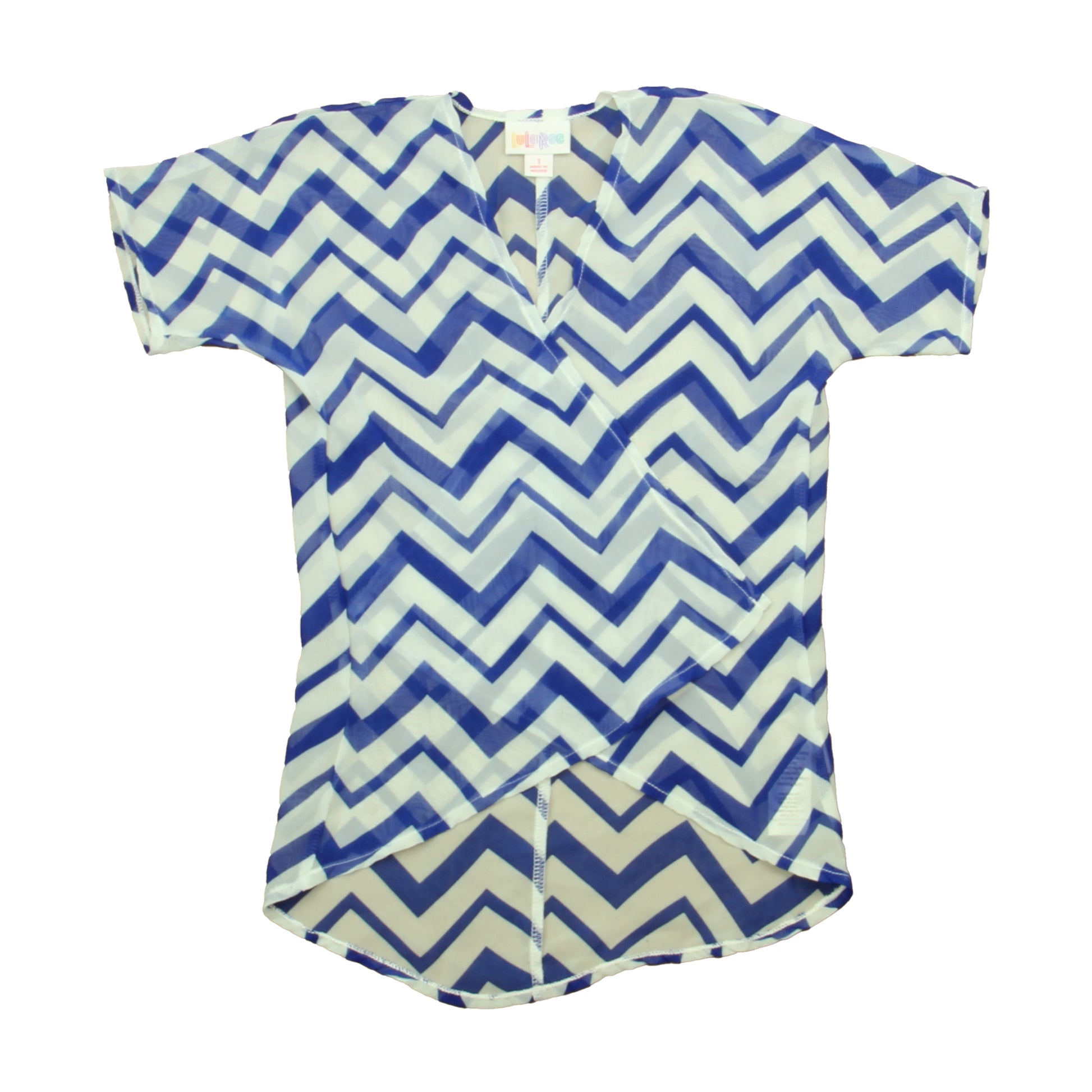 LulaRoe Girls Blue | White Blouse Size: 12 Months Blue | White