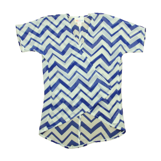 LulaRoe Girls Blue | White Blouse Size: 12 Months Blue | White