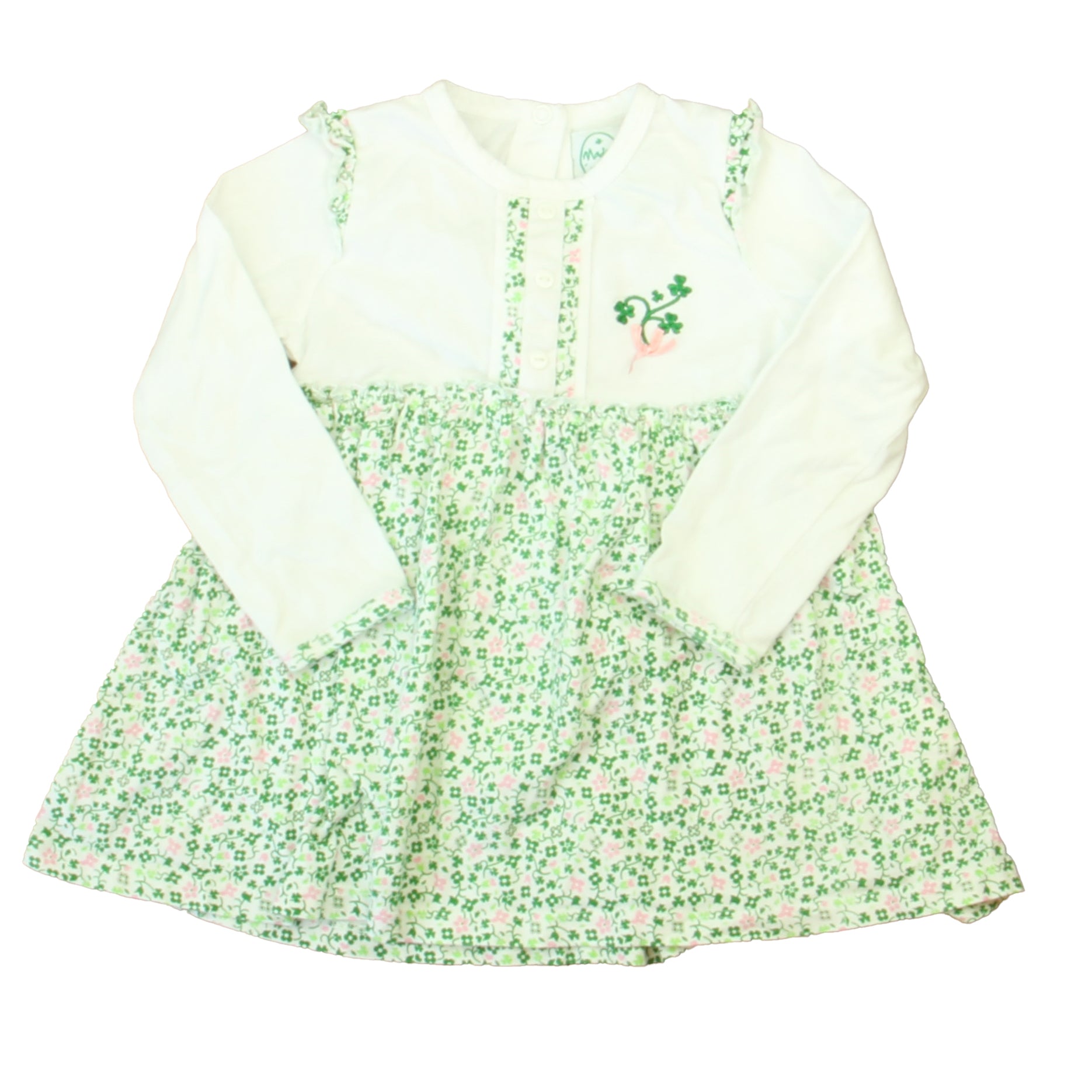 Made With Love Ireland Girls White | Green Dress Size: 18-24 Months White | Green