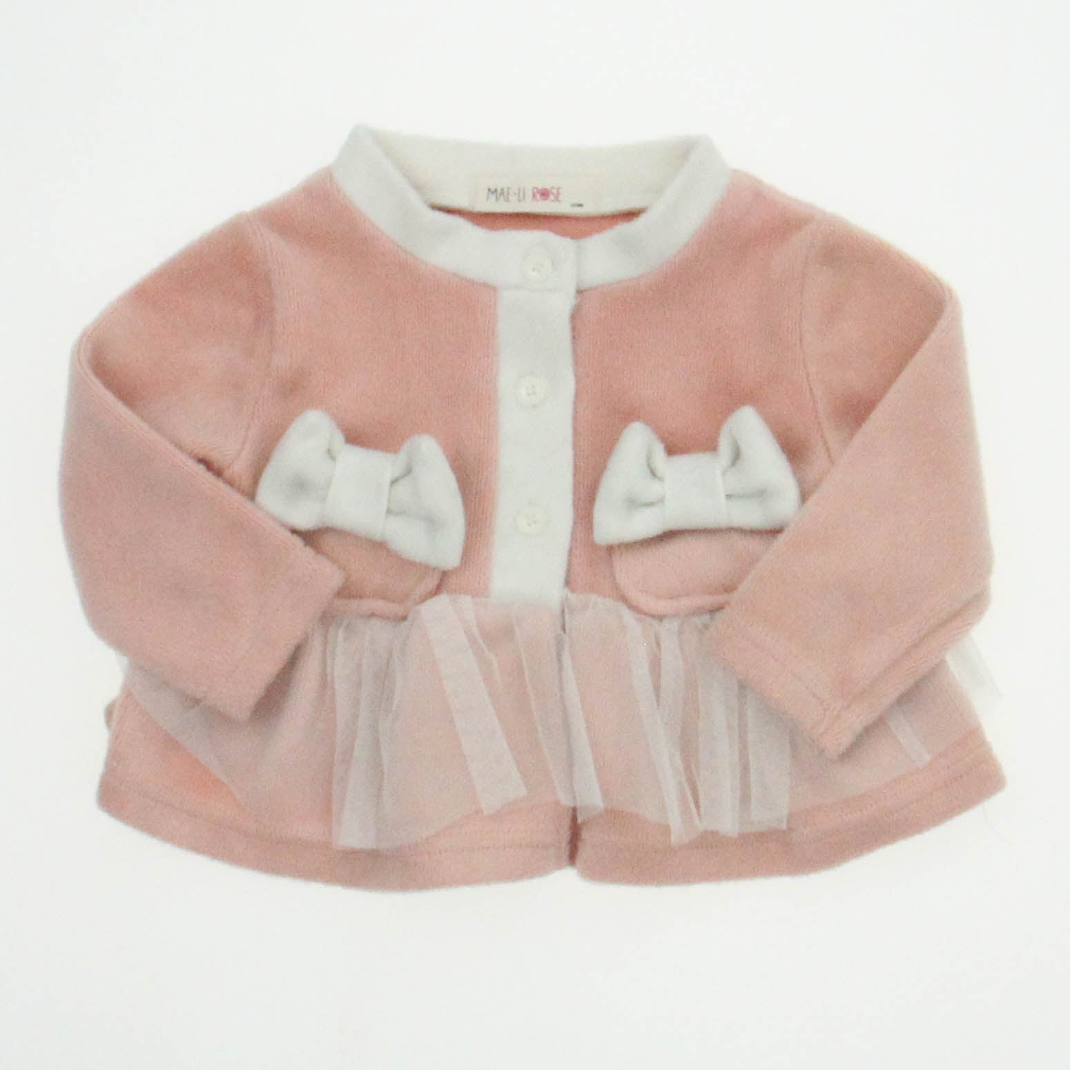 Mae Li Girls Pink | White Cardigan Size: 12-18 Months Pink | White