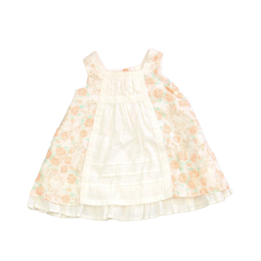 Maggie & Zoe Girls White | Peach Dress Size: 0-3 Months White | Peach