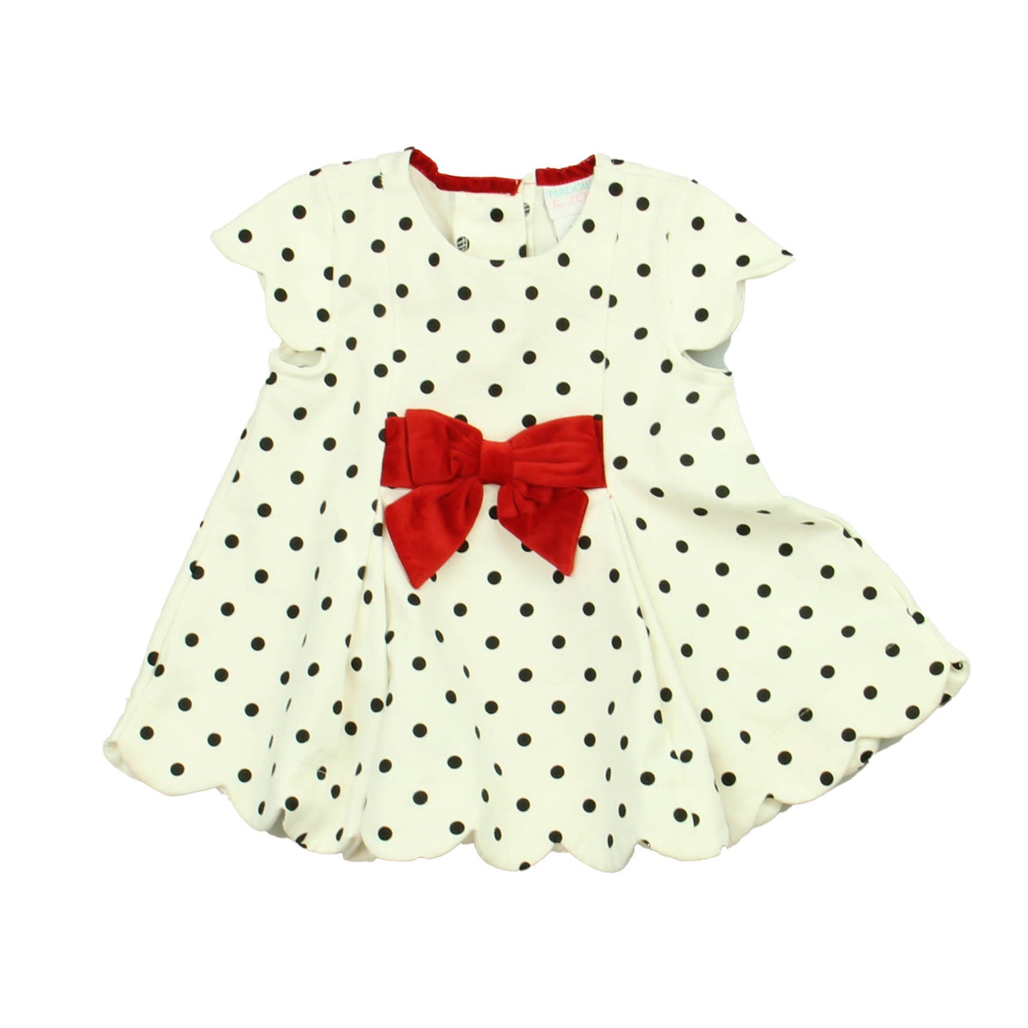 Maggie & Zoe Girls White | Black Polka Dots Dress Size: 12 Months White | Black Polka Dots