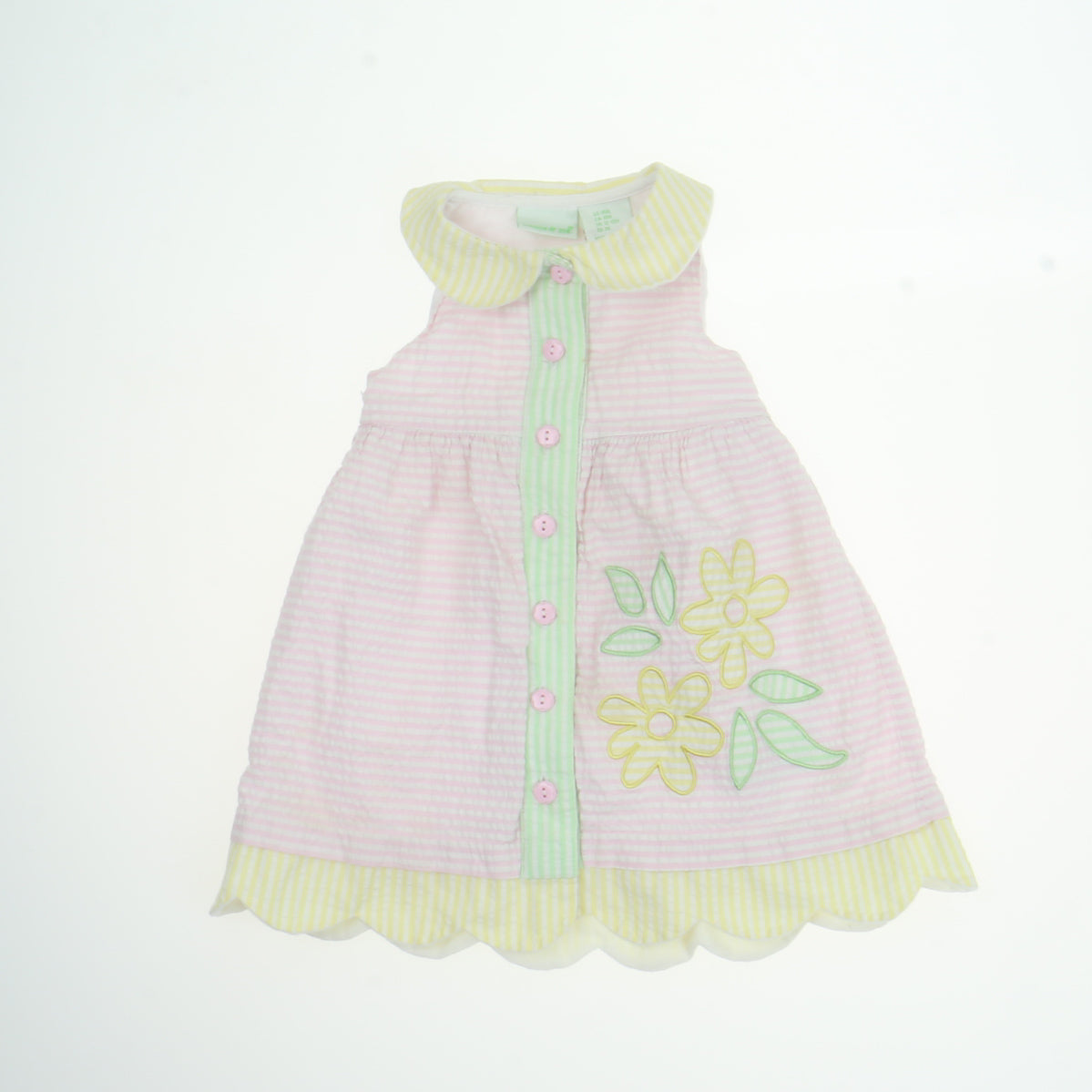 Maggie & Zoe Girls Pink | Green | Yellow Dress Size: 18 Months Pink | Green | Yellow