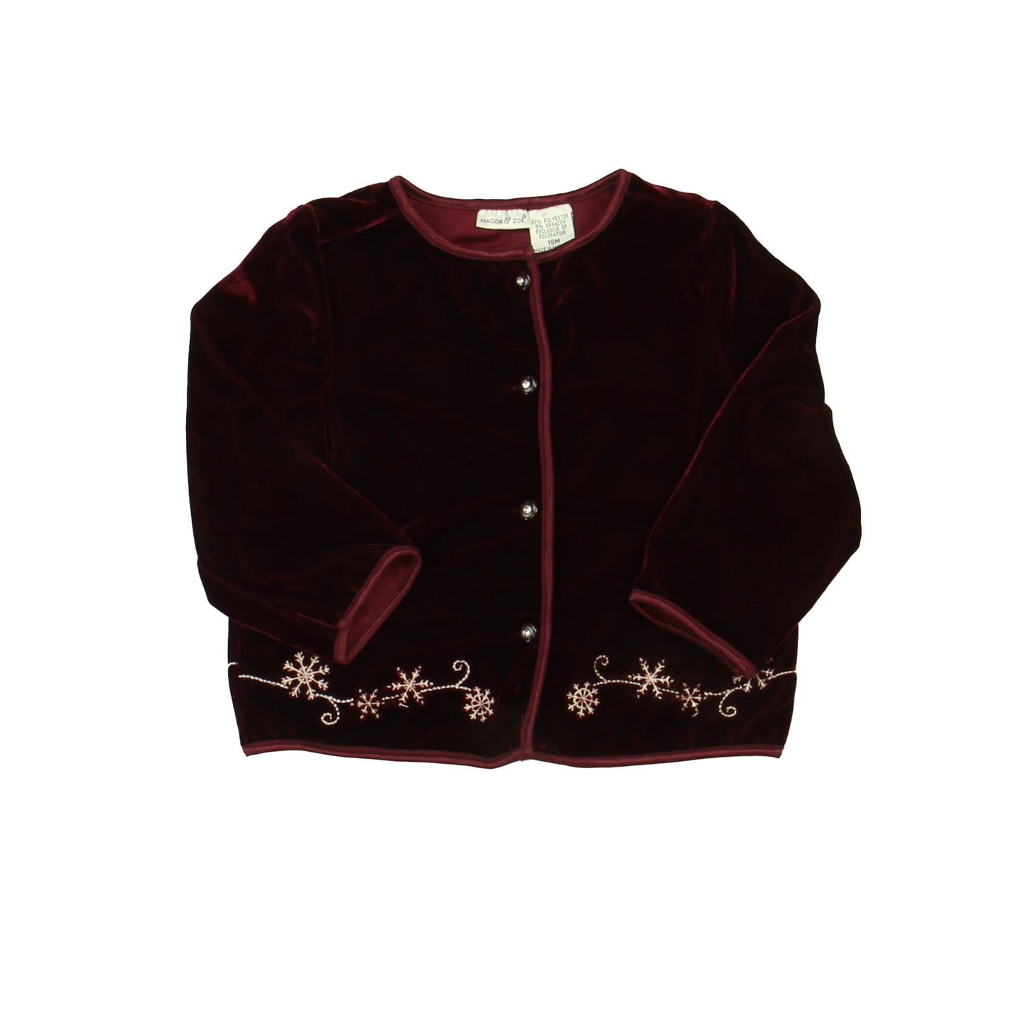 Maggie & Zoe Girls Burgundy Cardigan Size: 18 Months Burgundy